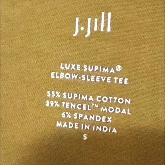 J.Jill Luxe Supima Elbow-Sleeve Tee S Yellow Supima Cotton Tencel Blend - Picture 2 of 5